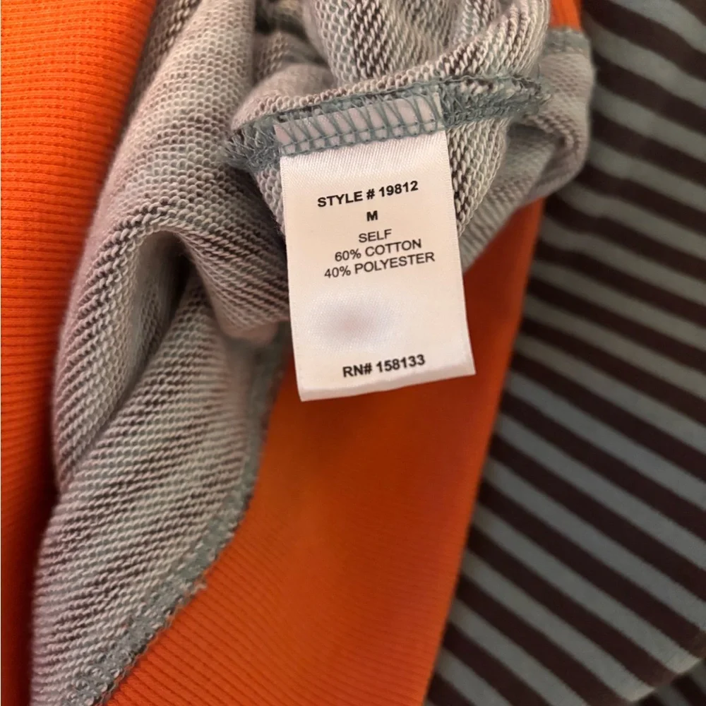 Staccato Striped Long Sleeve Sweatshirt with Orange Trim Women’s Medium